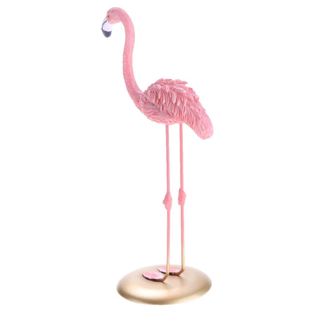 3pcs Flamingo Figurine Miniature Sculpture Glass Base Stand Table Ornament