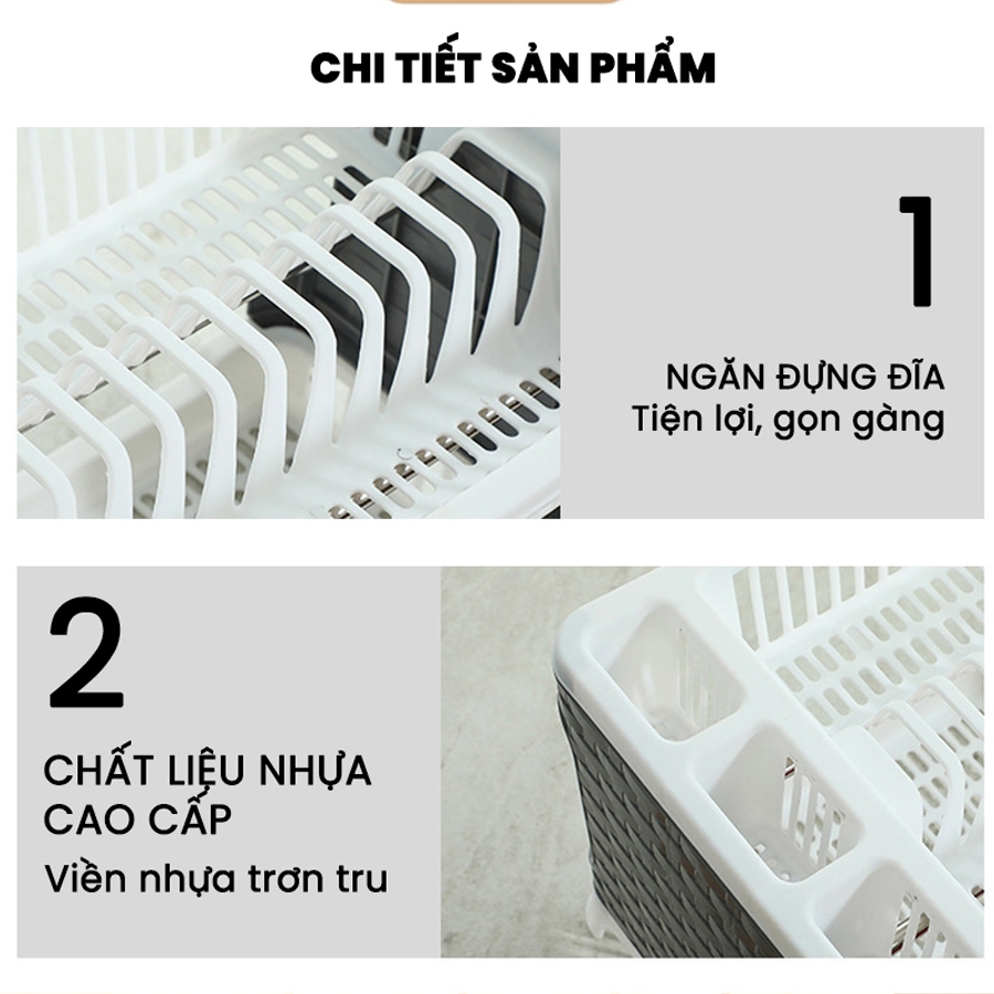 Kệ Đựng Bát Đĩa Cao Cấp Đa Năng 2 Tầng, Chạn Bát Nhựa Có Khay Hứng Nước Vào Ống Để Đũa Thìa Tiện Lợi Giao Màu Ngẫu Nhiên