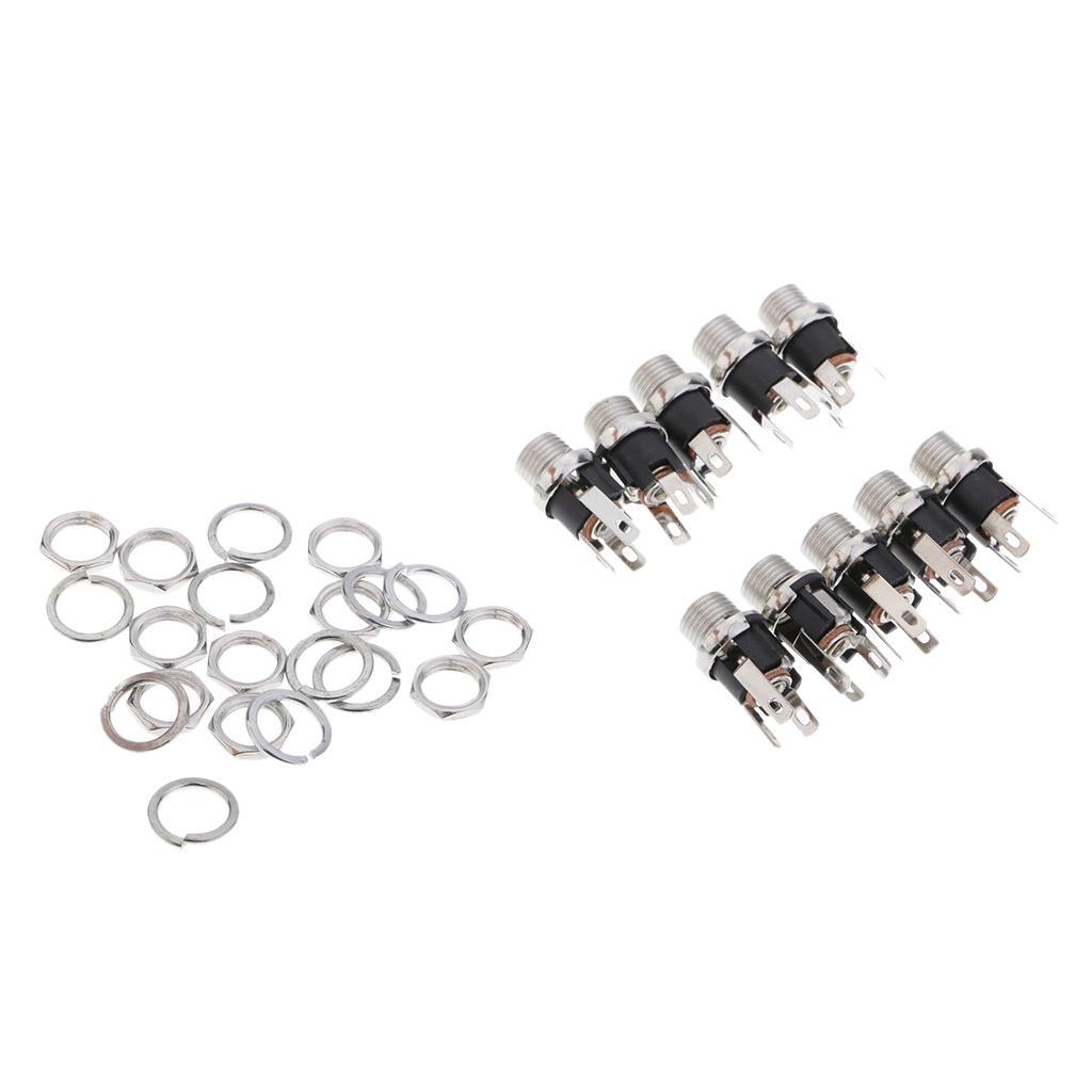 10 Pieces Metal Round 2.1 mm x 5.5 mm Panel Mount DC Connector  Socket