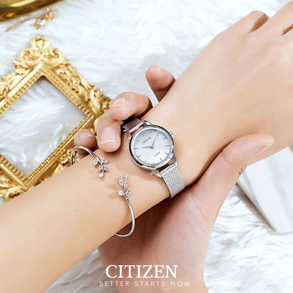 Đồng Hồ Nữ Citizen Pin EQ3000-58D - Dây Kim Loại - Kính Khoáng - Mặt Xà Cừ