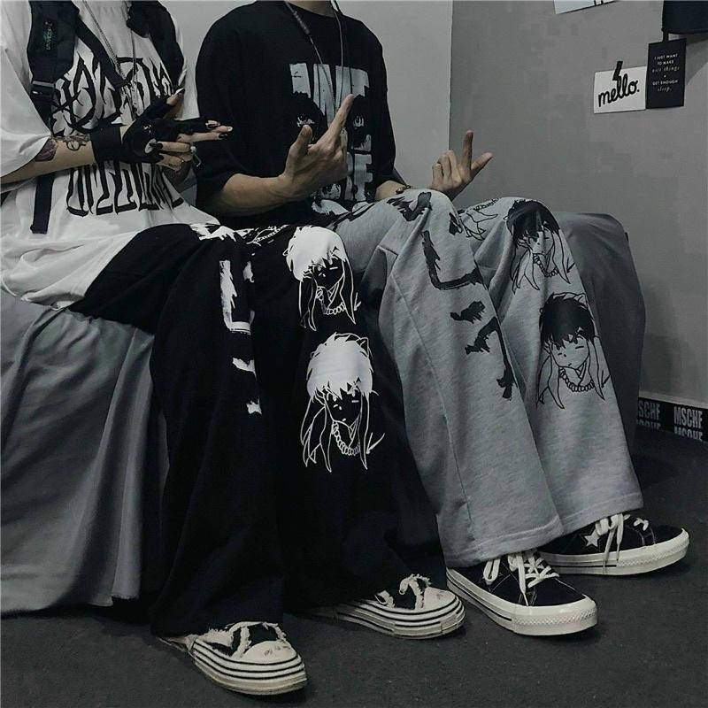 Quần nỉ unisex nam nữ form rộng in hoạ tiết hoạt hình (JOGGER ỐNG SUÔNG DÀI 95cm) KÈM VIDEO THẬT