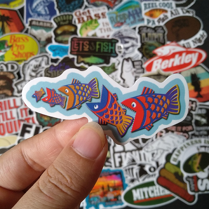 Bộ Sticker dán cao cấp chủ đề CÂU CÁ - FISHING - Dùng dán Xe, dán mũ bảo hiểm, dán Laptop...