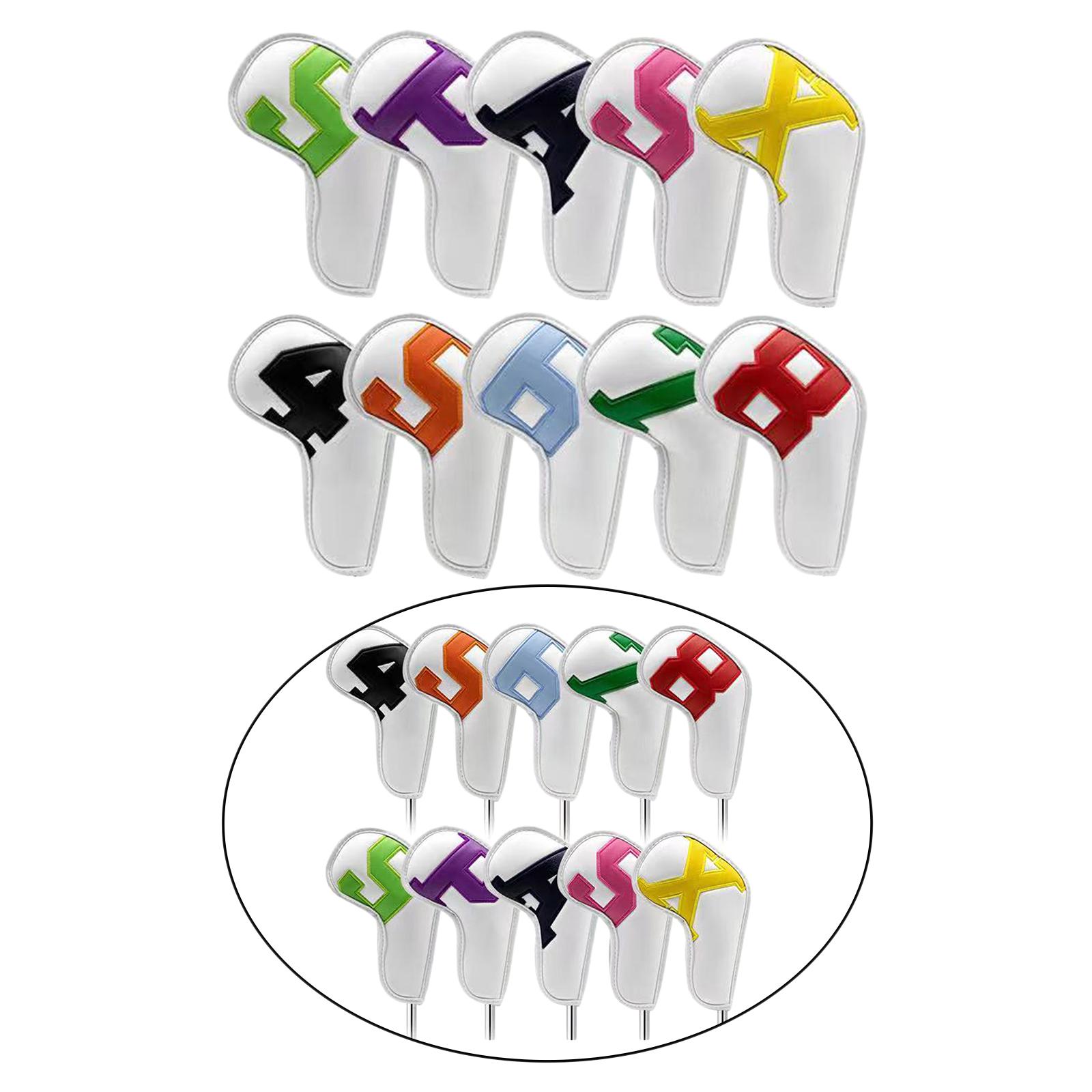 Golf Club Iron Head Covers, 10 pcs Golf Headcover Set, Waterproof Thick PU Leather Golf Iron Head Covers Set Fit All Brands Irons, Scratch Resistant