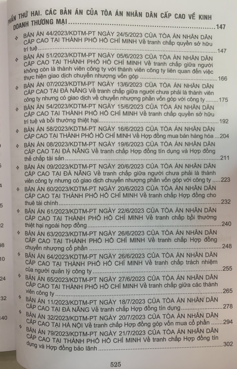 Tuyển tập các bản án của Tòa án nhân dân cấp cao về hành chính – kinh doanh thương mại – hôn nhân gia đình – lao động