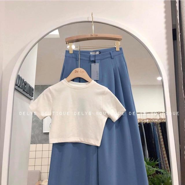 Áo croptop chất cotton thấm hút tốt co giãn mềm mịn 2 màu trắng đen thời trang 313