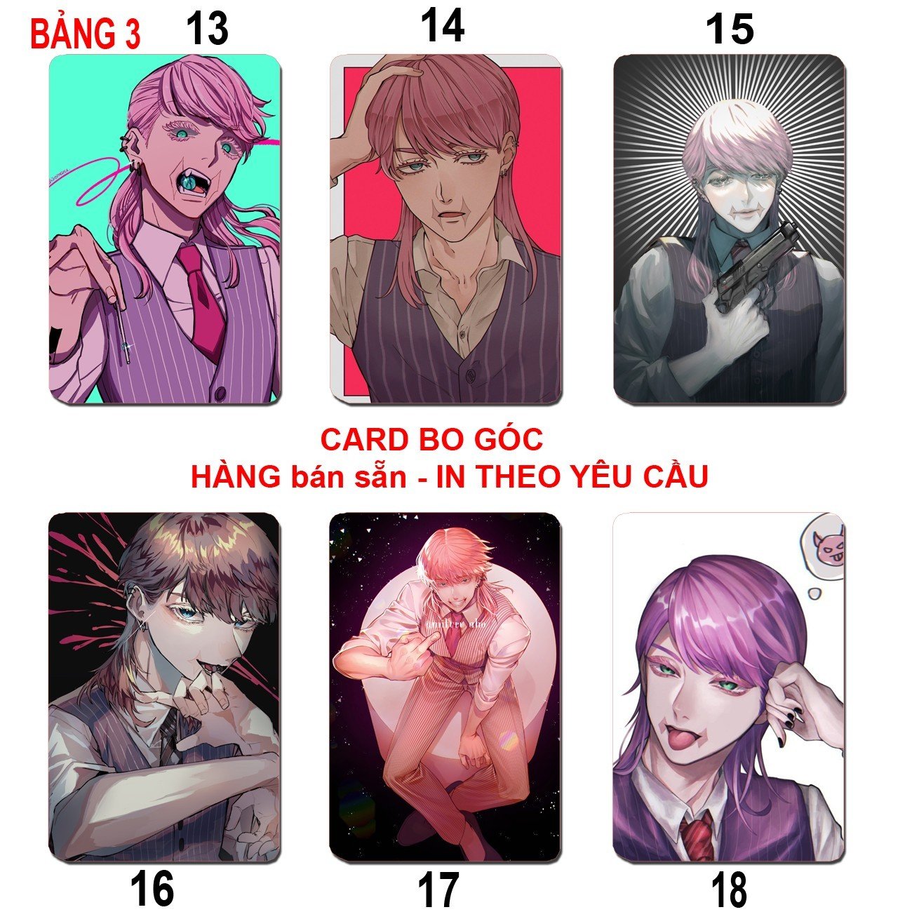 Card bo góc Sanzu Haruchiyo 6 ảnh khác nhau/Thẻ card Sanzu Haruchiyo Tokyo Revengers