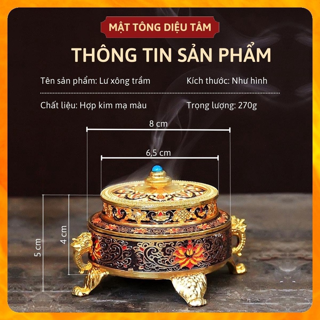 Lư xông trầm hương hình bát bảo cát tường cao cấp thay lư điện đồ thờ cúng ban thờ gia tiên