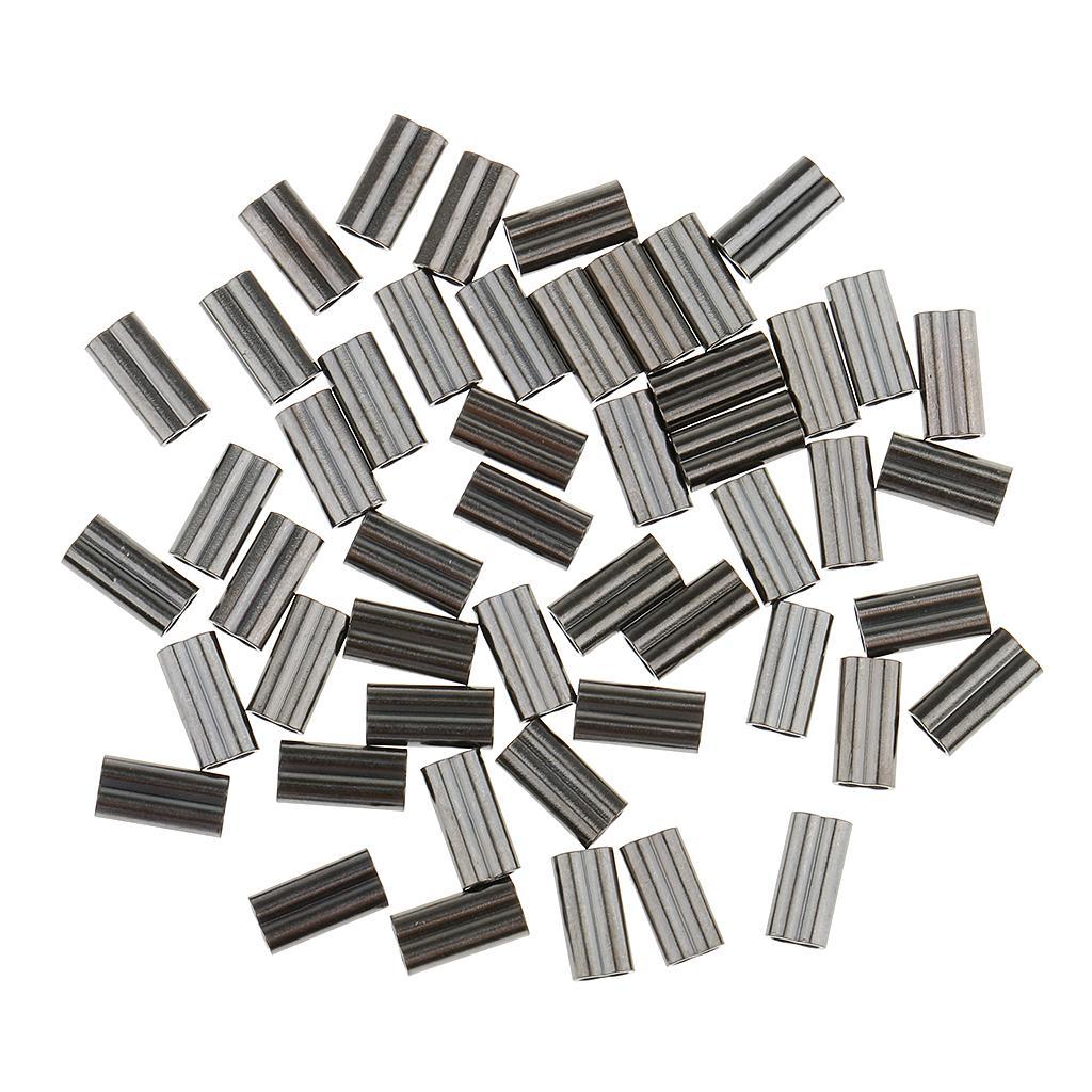 100pcs Double Barrel Copper Crimp Sleeves 10mm Fishing Crimps for Rig Making - Sizes 1.5mm 2.0mm Bore