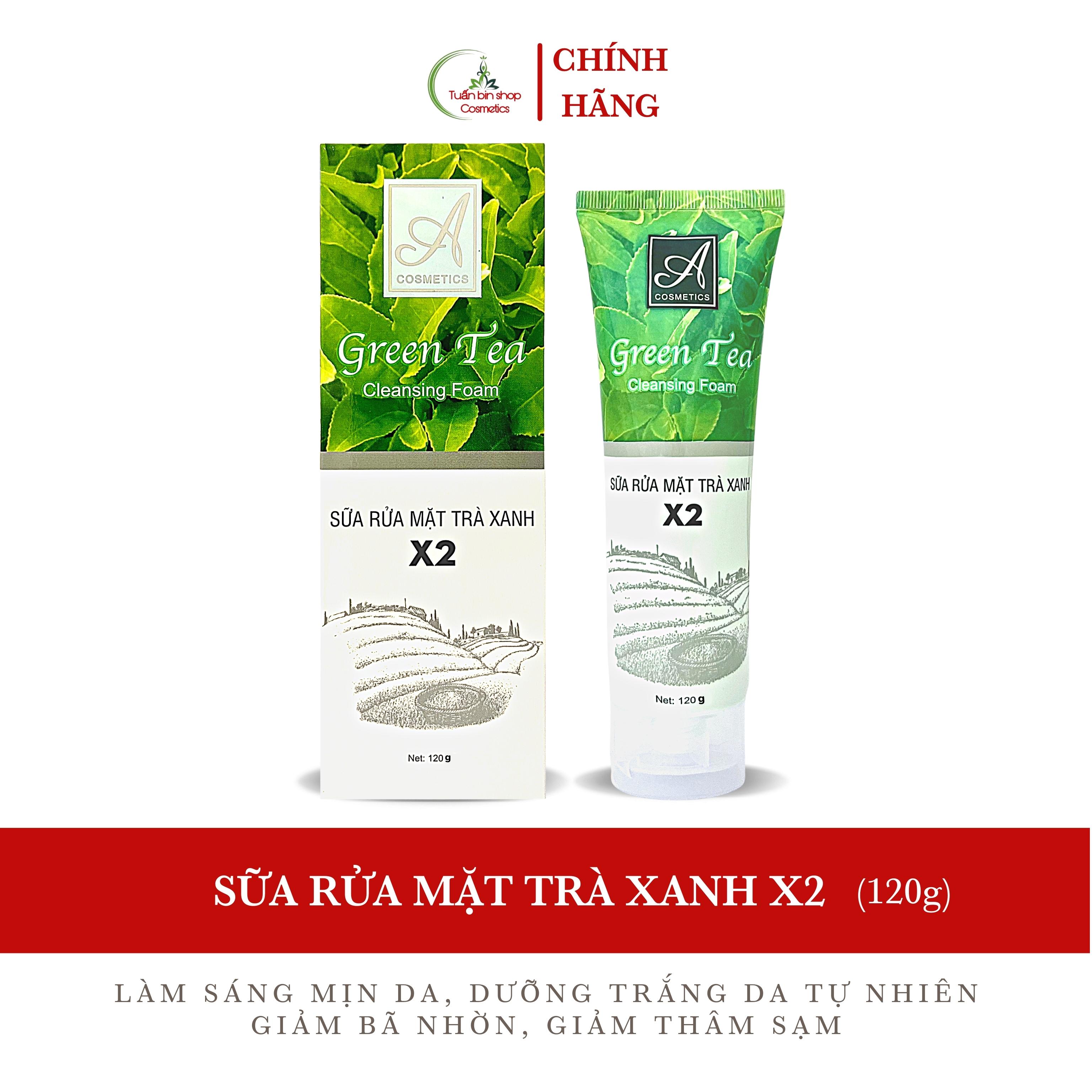 Sữa rửa mặt trà xanh x2 Acosmetics, kiềm dầu, sạch bã nhờn, làm trắng da 120g