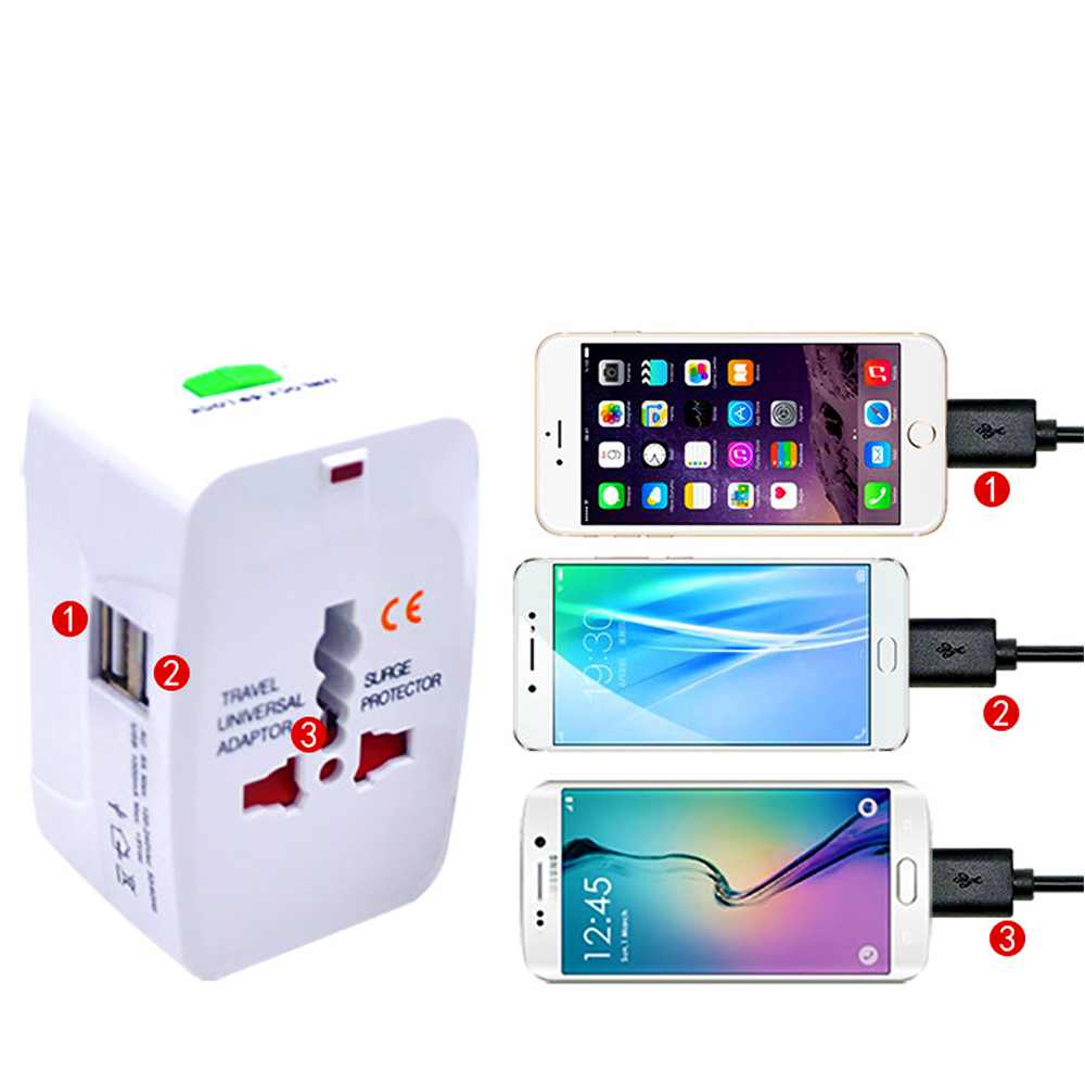 Ổ cắm điện chuyển đổi đa chân Kiêm cổng sạc USB cho mọi thiết bị điện tử - Phù hợp tất cả Chân trên thế giới