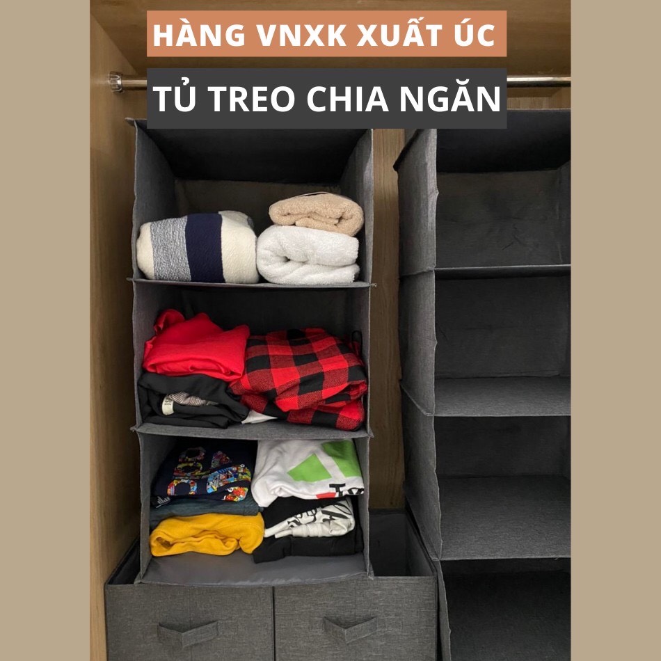 Tủ vải treo quần áo 3 tầng tiện gọn dễ tìm hàng Việt Nam cao cấp chất vải oxford 300d  - Màu Ghi