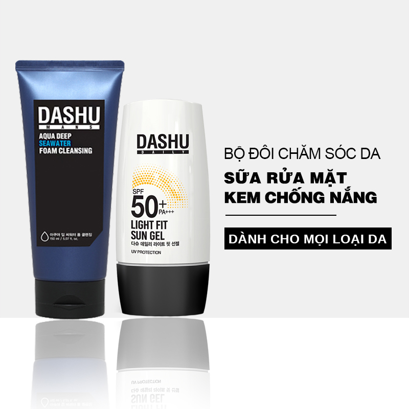 Bộ sản phẩm chăm sóc da DASHU Sữa rửa mặt và Kem chống nắng dành cho nam chính hãng Hàn Quốc JN-CSD01