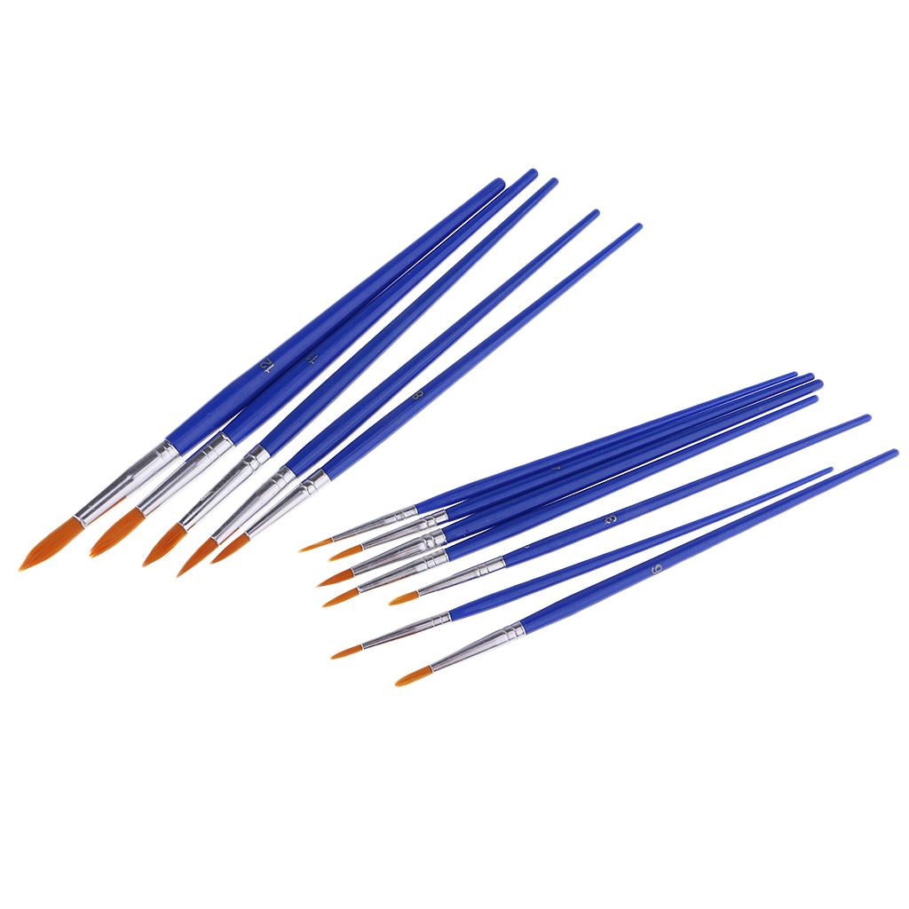 12 Chiếc Lông Nylon Vẽ Tranh Màu Nước Bàn Chải Nghệ Sĩ Tròn Nhọn Đầu Bàn Chải
