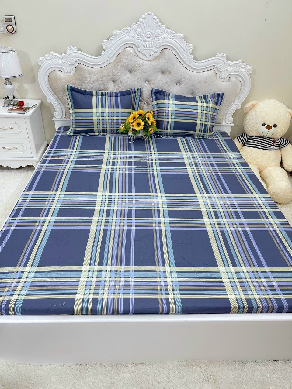 Ga chun 100% côttong đẹp kèm vỏ gối trần