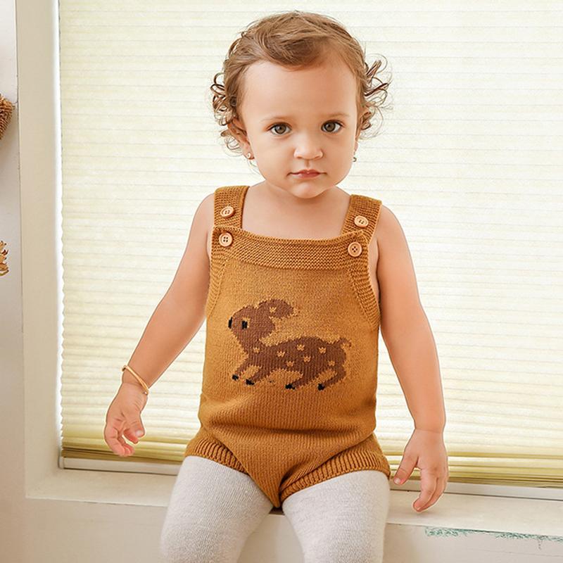 Mùa Thu Giáng Sinh Hươu Bé Trai Bé Gái Tam Giác Rompers Trẻ Sơ Sinh Áo Liền Quần Sơ Sinh Bé Trai Quần Áo Bé Gái Đan Rompers