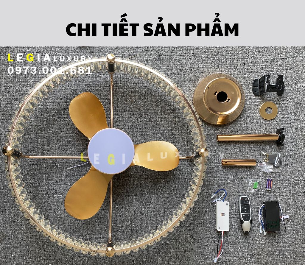 [Cao Cấp}  Quạt Trần Đèn Pha Lê Sang Trọng Lê Gia VENUS004 | Quạt Trần Có Đèn Trang Trí | Quạt Trần Đèn Chùm Hiện Đại | Quạt Trần Đẹp 2024 { Hàng Chính Hãng }