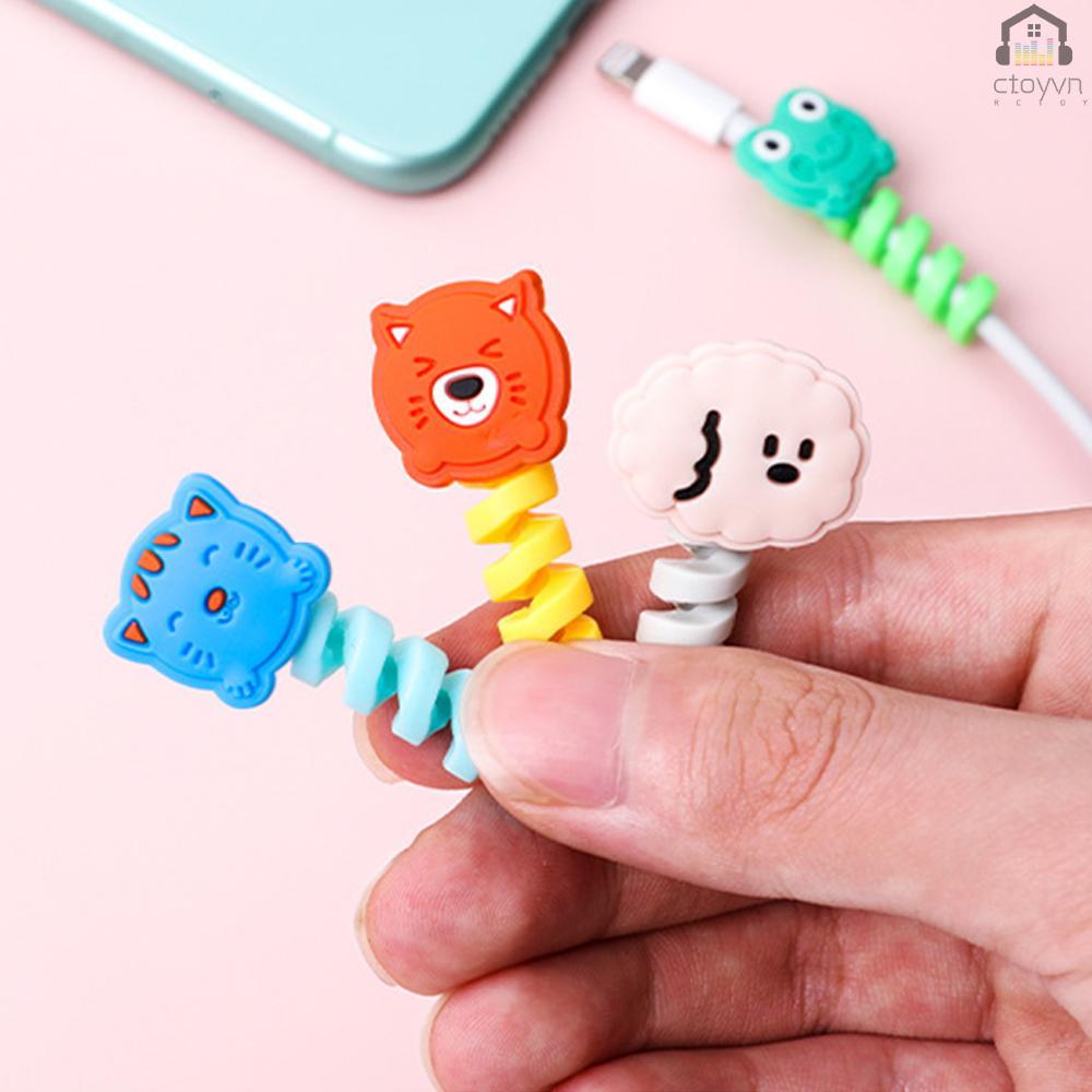 Phụ kiện bảo vệ dây cáp sạc bằng silicone linh hoạt hình động vật dễ thương