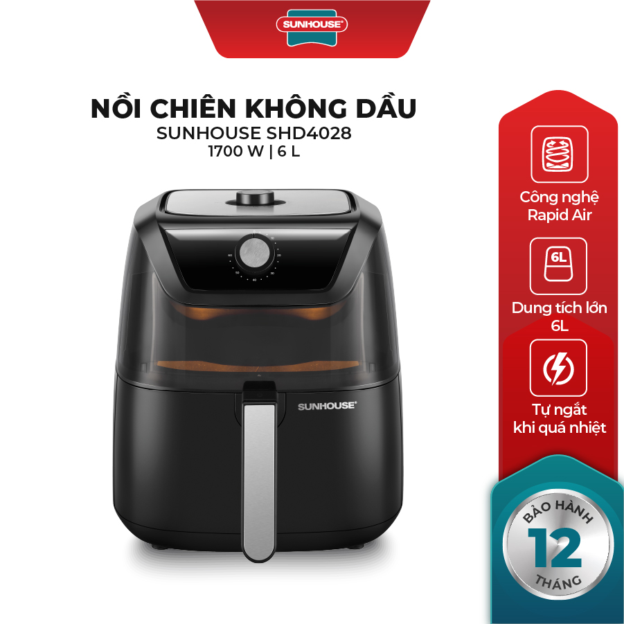 Nồi chiên không dầu 6L Sunhouse SHD4028 - Hàng chính hãng
