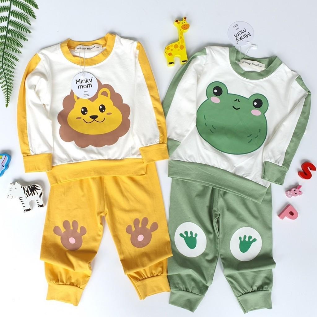 Bộ Cotton Dài Tay Cho Bé Bộ Thu Đông Dài Tay Minky Mom Cho Bé Trai Bé Gái Với Các Hình Thú Siêu Kute