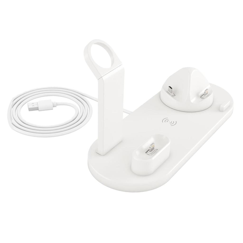 White Wireless Fast Charging Station Charger Base For Phone Watch Earphone