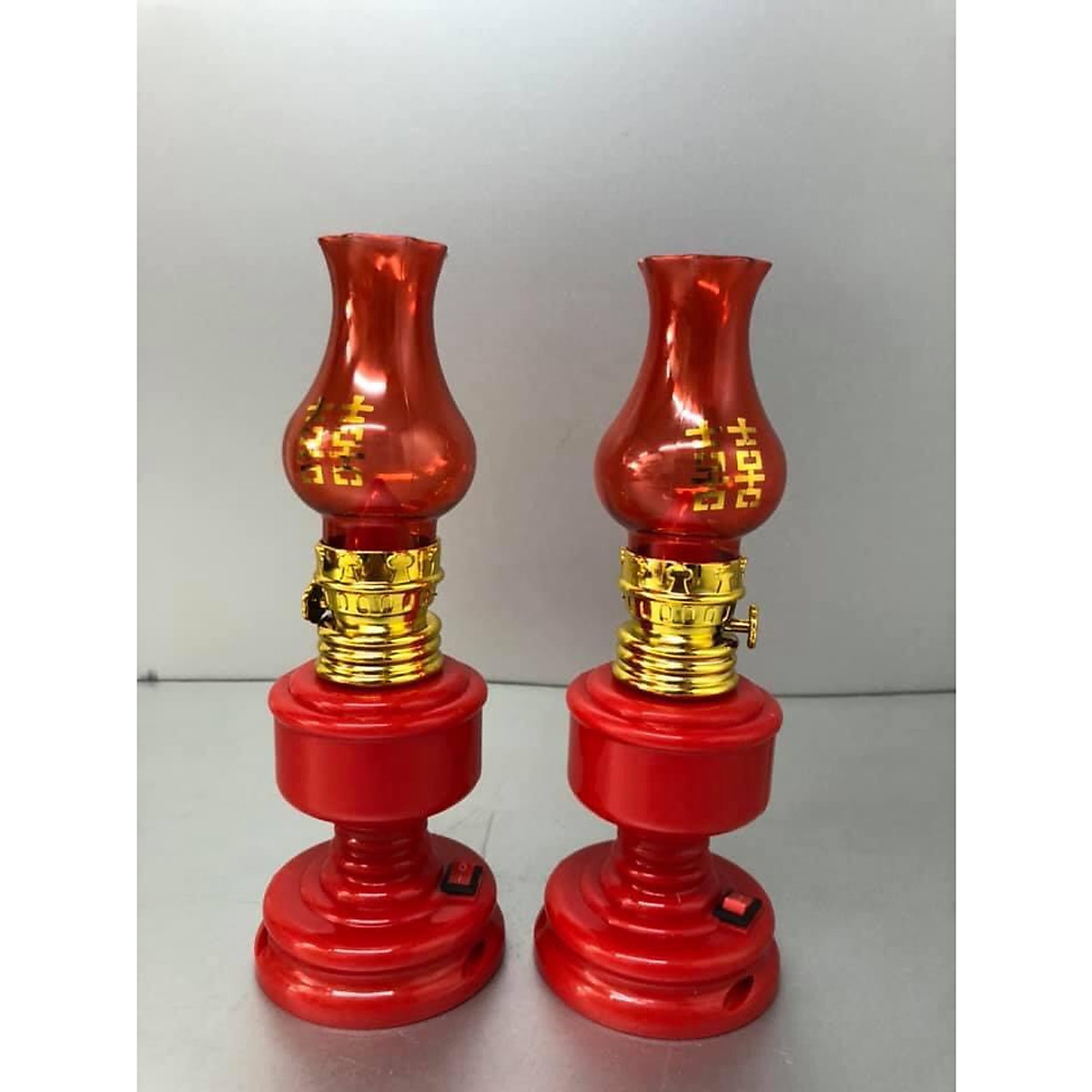 Combo 2 chiếc đèn thờ bằng Pin, màu đỏ cát tường may mắn TM121110