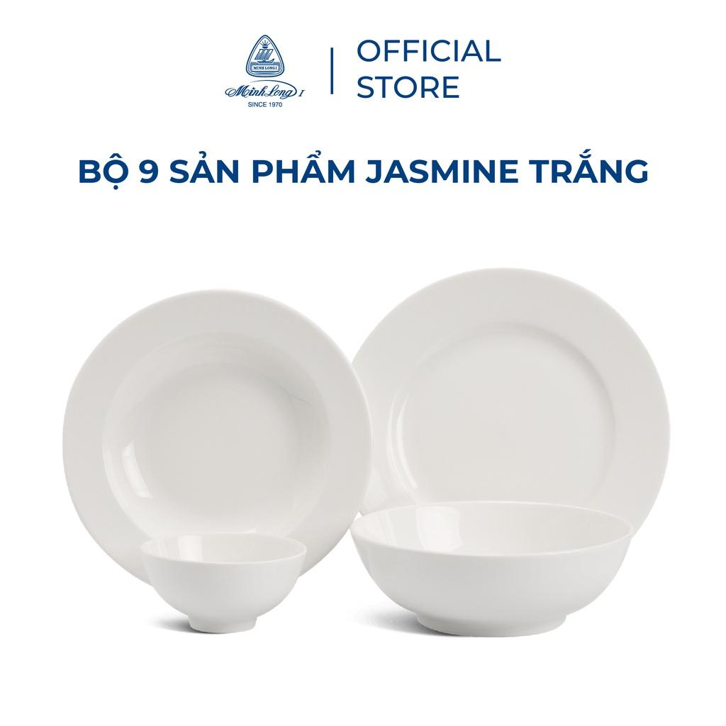 Bộ Đồ Ăn Chén Dĩa Minh Long 09 Sản Phẩm - Jasmine Trắng