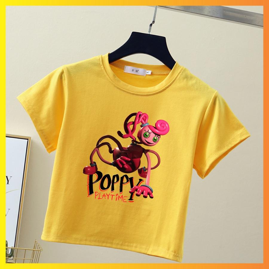 Áo thun cho bé Huggy Wuggy Poppy Playtime In 3D màu vàng cực hot cho trẻ em