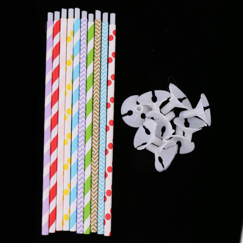 10 Pieces Colorful Balloon Sticks Holders with Cups for Wedding Party Decor