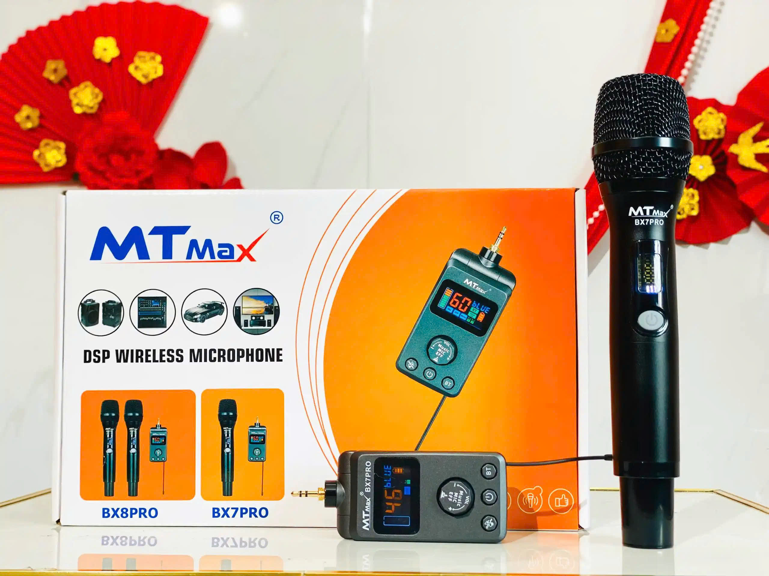 Micro Karaoke MTMAX BX7 Pro Không Dây Đa Năng - Chuyên Dụng Cho Loa Di Động, Xe Ôtô, Loa Kéo, Amply Kết Nối Tới 10M, Đầu Thu Tích Hợp Bluetooth Biến Loa, Amply Cũ Thành Thiết Bị Bluetooth Thông Minh. hàng nhập khẩu