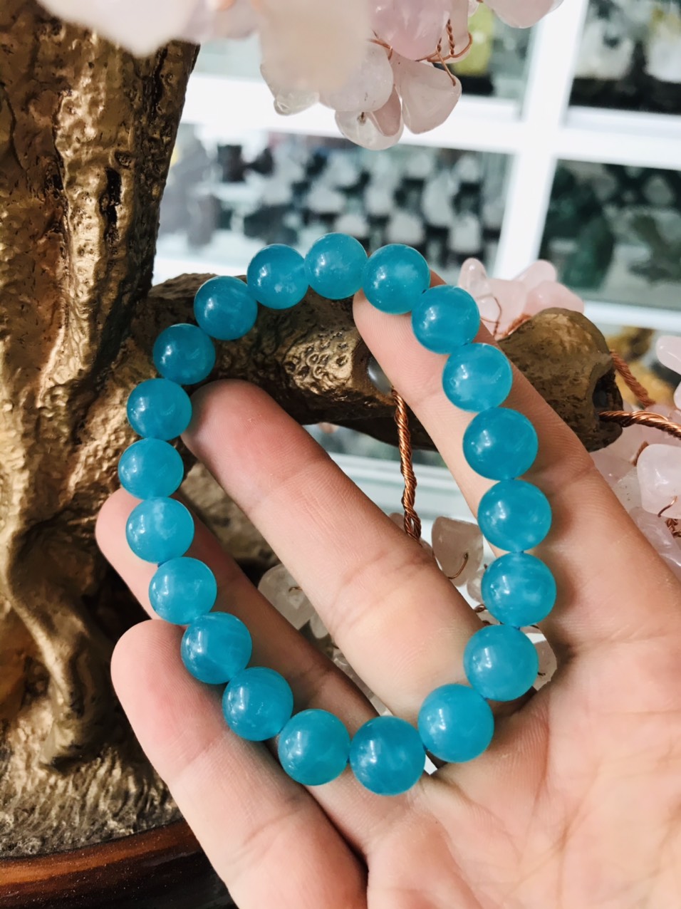 Vòng tay phong thủy đá amazonite 10mm