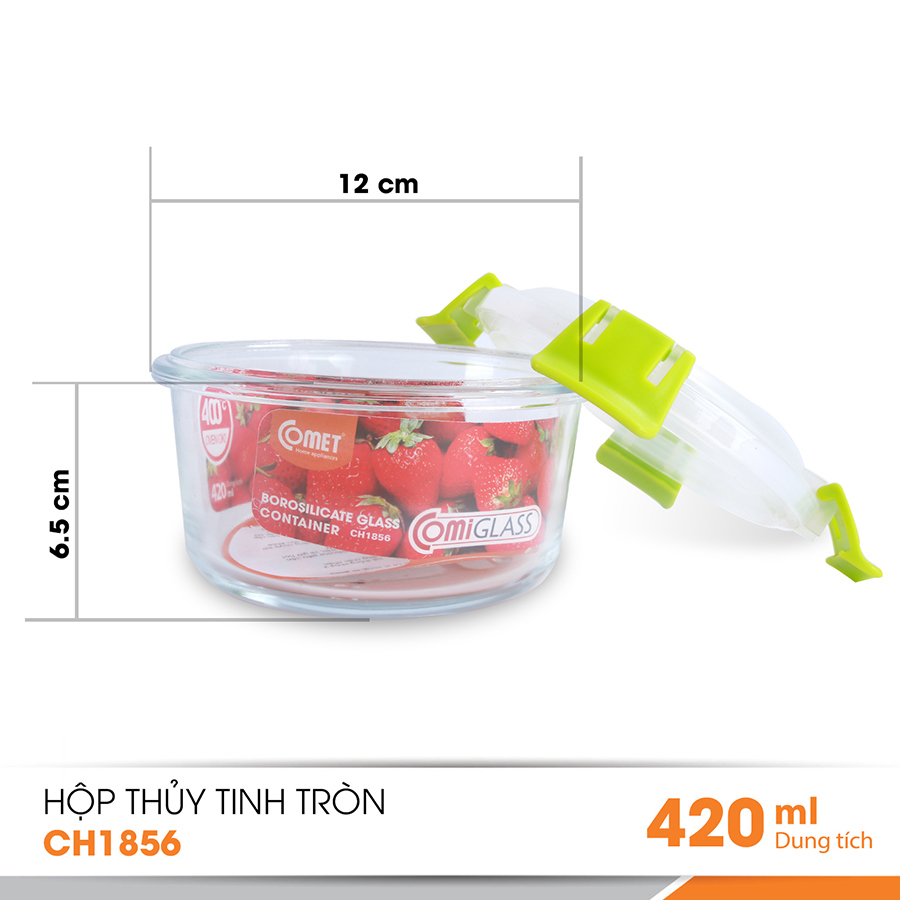 Hộp đựng thực phẩm thuỷ tinh 420ml Comet CH1856