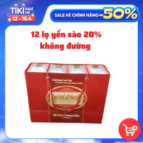 Combo 12 lọ Yến Sào cao cấp win'snest Tổ Yến Chưng Sẵn Không Đường 20% (70 ml/ lọ)