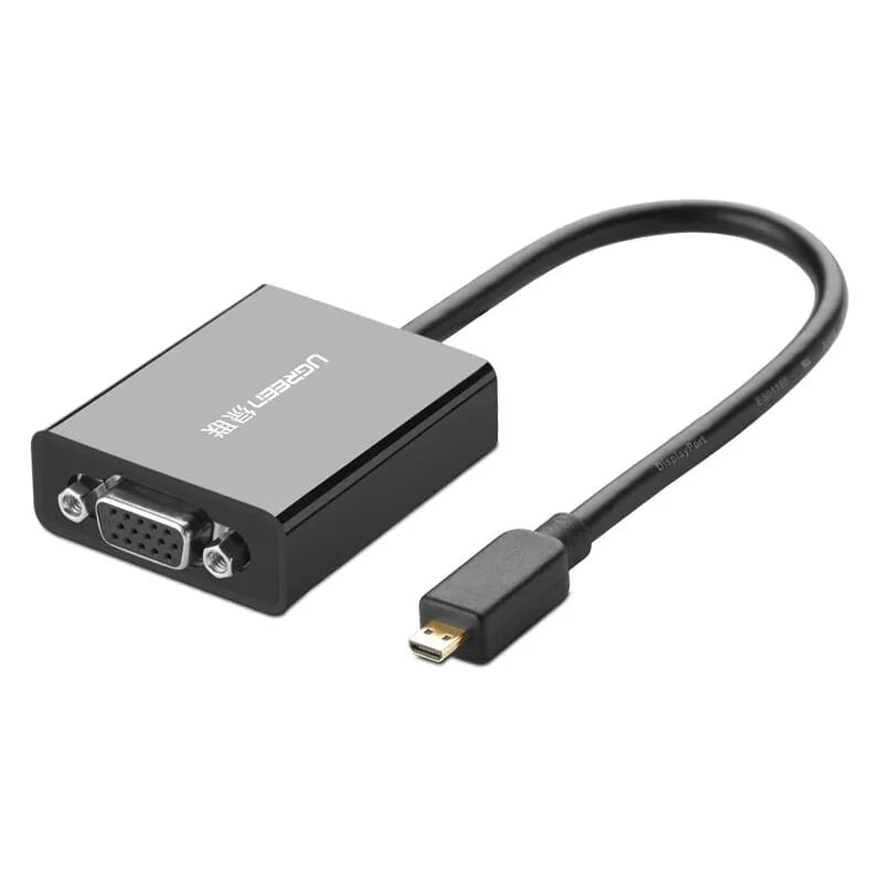 Cáp chuyển đổi Micro HDMI sang VGA có Audio Dài 15CM Màu Đen Ugreen GK40269MM111 Hàng chính hãng