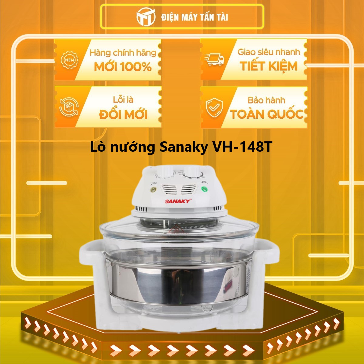Nồi Nướng Thủy Tinh Sanaky VH-148T 14 lít - Hàng chính hãng (chỉ giao HCM)