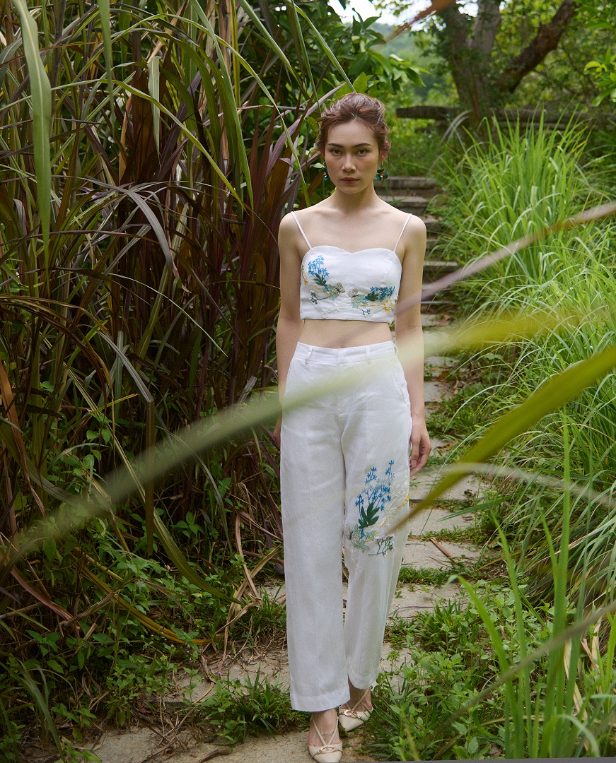 Áo Croptop Linen Thêu Tay Mơ TOP208 thời trang thiết kế Hity