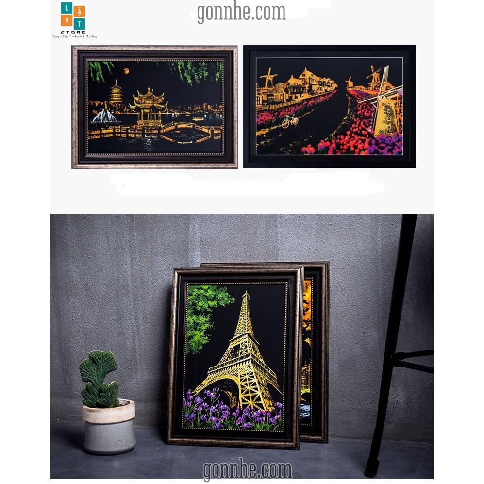 Tranh Cạo A3 - Color Night Scene Scratch II Tự làm tranh theo tường phong cách Hàn Quốc - Màn Đêm Màu Sắc