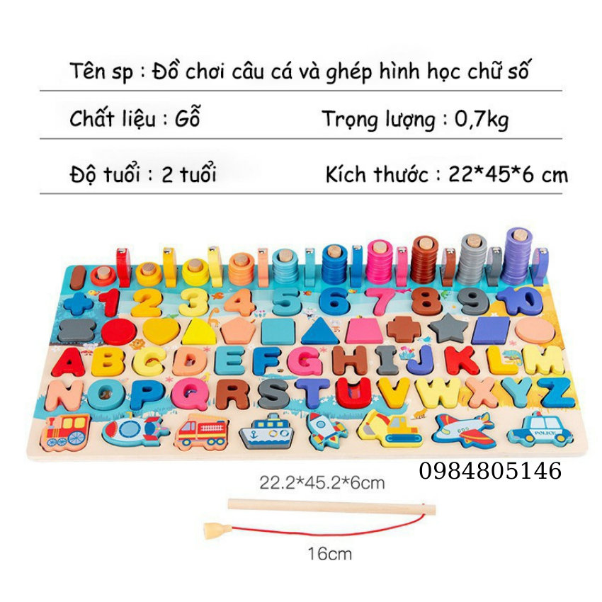 BẢNG LOGIC 6 DÒNG Gỗ Có Nhiều Chủ Đề , Số Đếm, Câu Cá, Hình Học, Chữ Cái, Đồ Vật Giúp Bé Tập Ghép Và Làm Quen Với Các Chủ Đề - Tặng Kèm 5 Khăn Lạnh Bảo Bảo