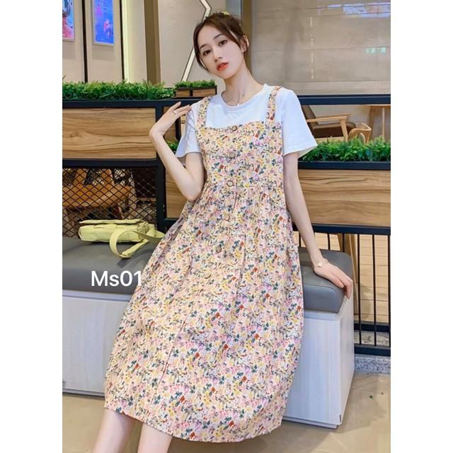 Váy bầu chất lụa hàn cao cấpthiết kế sang chảnh mặc đi làm đi chơi đều đượcFree size 43~68kg