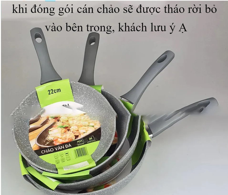 Chảo vân đá đáy từ chống dính CAO CẤP GreenCook Size 20 22 24 26 28 30cm
