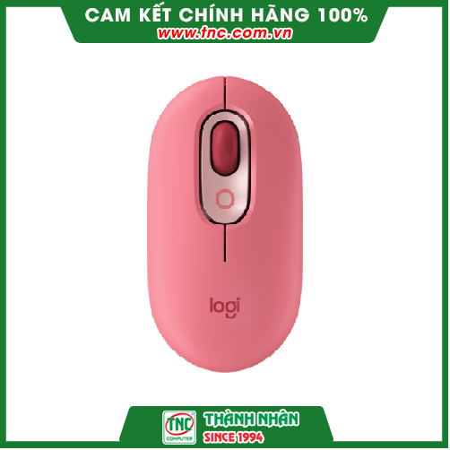 Chuột không dây Logitech Pop Mouse màu hồng-Hàng chính hãng