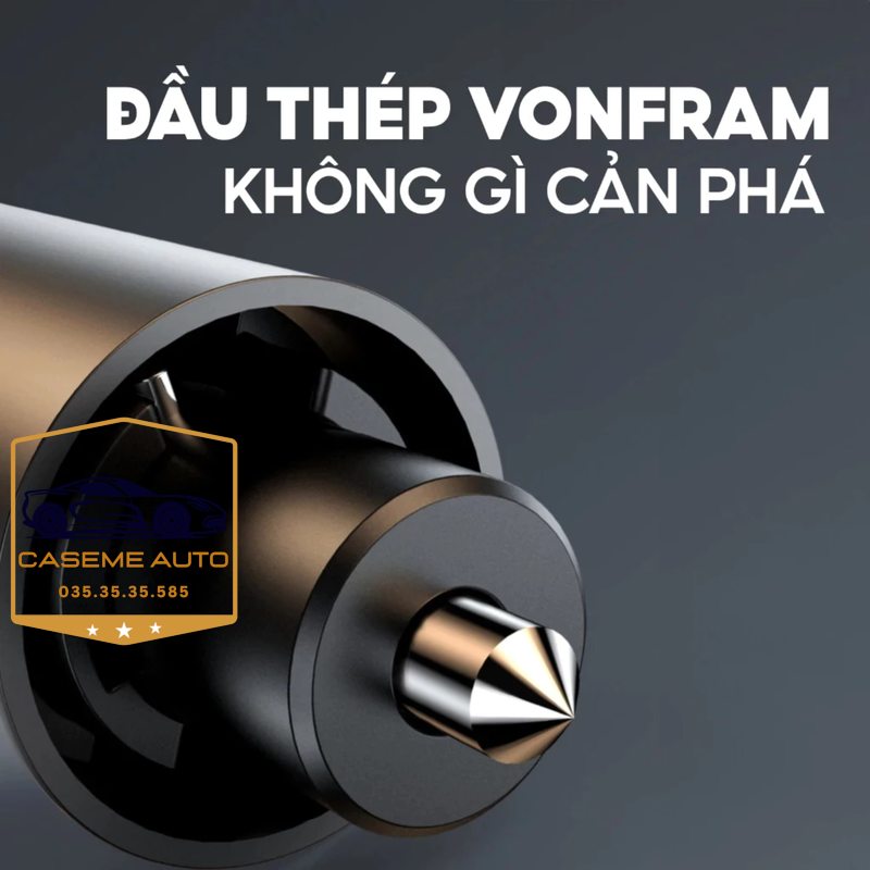 Búa thoát hiểm ô tô 4in1 – Phá kính, cắt dây an toàn, đèn pin LED, bảng số điện t hoại ẩn tiện lợi - Hàng Nhập Khẩu