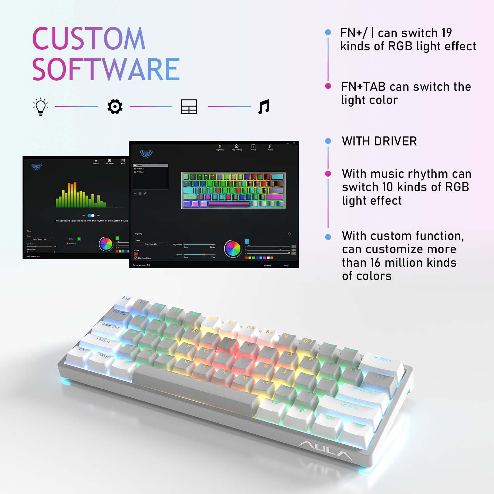 Mechanical Gaming Keyboard Clear Characters Hot Swappable for Desktop Laptop