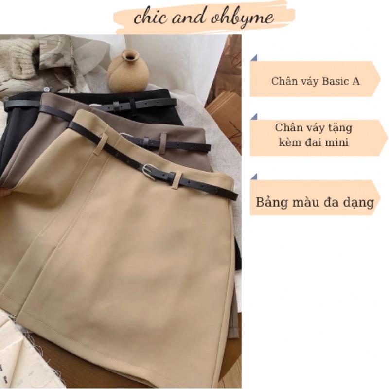Chân váy xếp ly lệch bên tôn dáng kèm đai