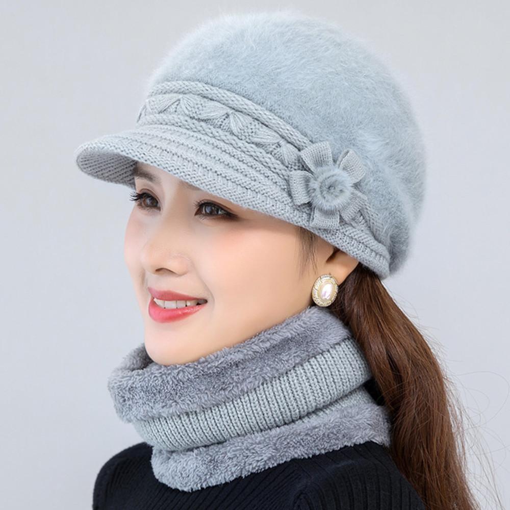 Phụ Nữ Mới Mùa Đông Mũ Giữ Ấm Nắp Thêm Lông Lót Mũ Và Khăn Bộ Mũ Ấm Áp Cho Nữ Áo Thỏ bộ Lông Mùa Đông Nón Len