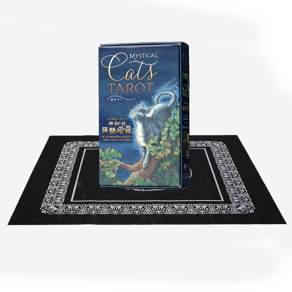 Combo Bộ Bài Bói Mystical Cats Tarot Cao Cấp và Khăn Trải Bàn Tarot