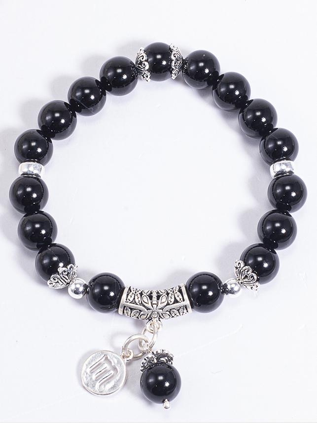 Vòng Tay Phong Thủy Đá Obsidian Phối Charm Cung Hoàng Đạo Thiên Yết Mệnh Thủy, Mộc Ngọc Quý Gemstones