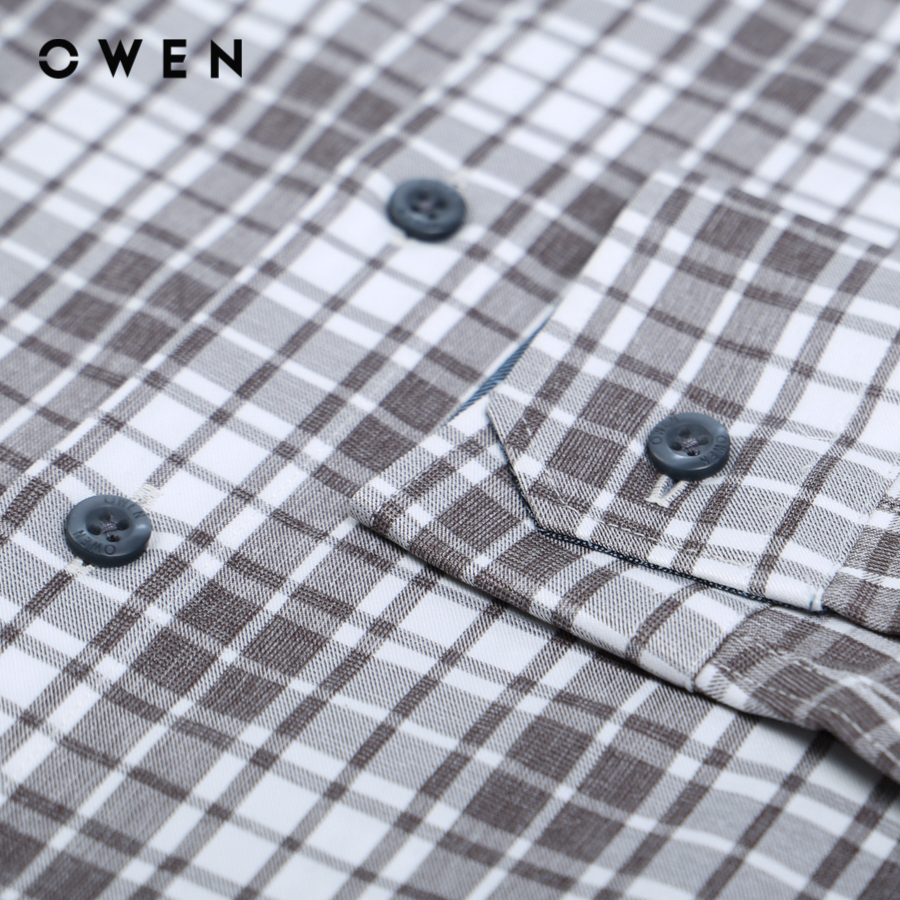OWEN - Áo sơ mi nam Dài tay form Regular Fit chất liệu Nano kẻ sọc nhỡ có túi - AR20930DT