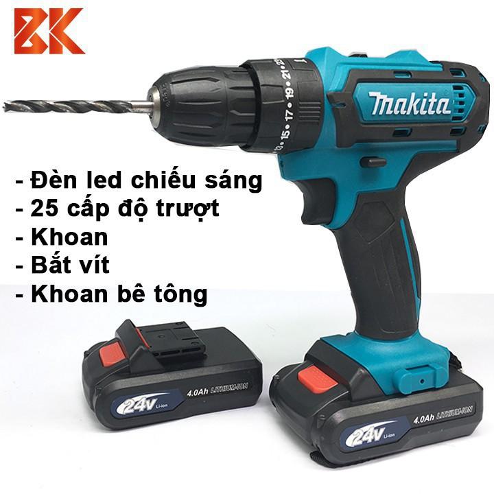 Máy Khoan Pin MAKITA 24V – 2 chức năng – Pin chuẩn 5 CELL 4.0Ah - Máy Bắt Vít MAKITA 24V - 100% Lõi đồng