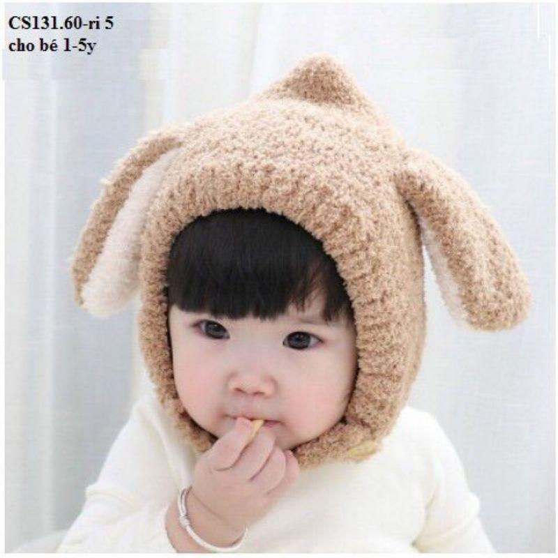 Mũ len tai lông cừu Cài Cúc cho bé từ 6 tháng đến 3 tuổi