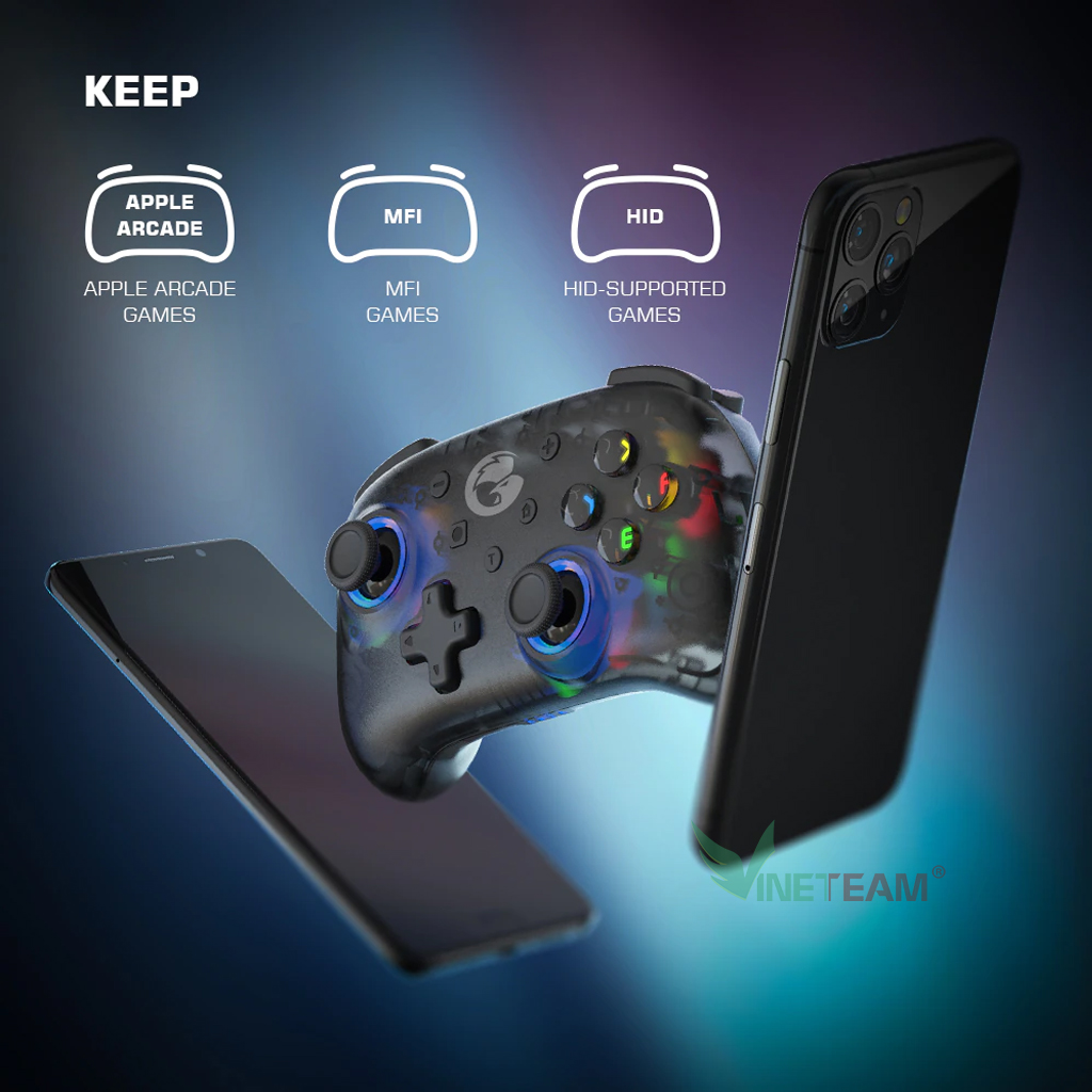 Tay Cầm Chơi Game Không Dây Gamesir T4 Mini Bộ Điều Khiển Chơi Game Dành Cho Nintendo Switch Apple Arcade và MFi Hỗ Trợ PC/ Android/ iOS Led Nhiều Màu -Hàng Chính Hãng